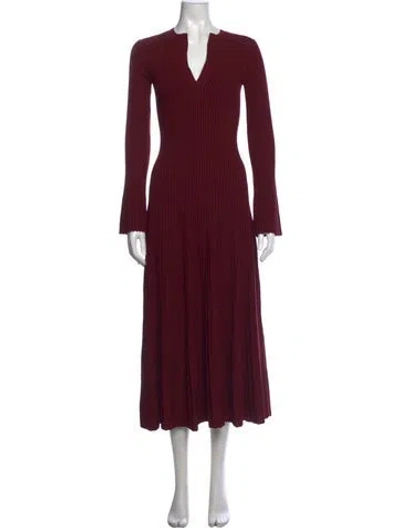 Pre-owned Simkhai V-neck Midi Length Dress W/ Tags In Burgundy