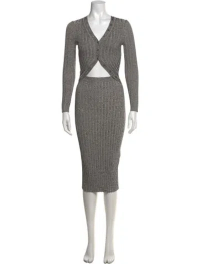 Pre-owned Simkhai V-neck Midi Length Dress W/ Tags In Grey