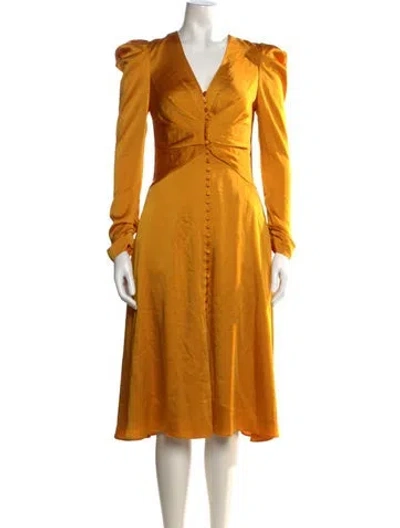 Pre-owned Simkhai V-neck Midi Length Dress W/ Tags In Yellow
