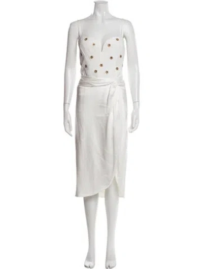 Pre-owned Simkhai V-neck Midi Length Dress In White