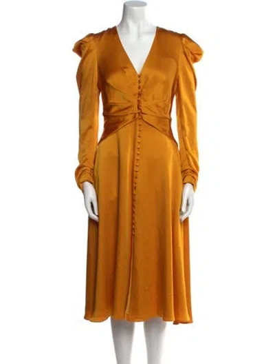 Pre-owned Simkhai V-neck Midi Length Dress In Yellow