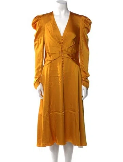 Pre-owned Simkhai V-neck Midi Length Dress In Yellow