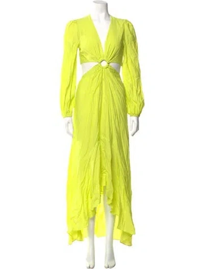 Pre-owned Simkhai V-neck Midi Length Dress In Yellow