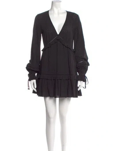 Pre-owned Simkhai V-neck Mini Dress In Black