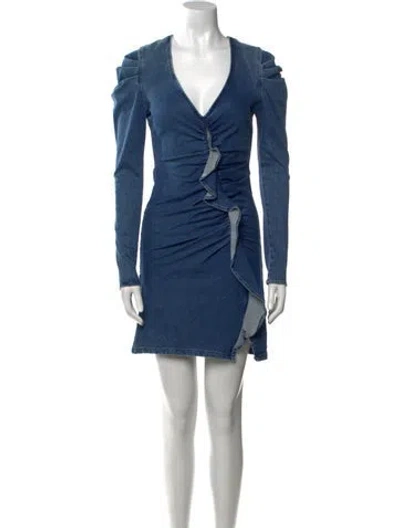 Pre-owned Simkhai V-neck Mini Dress In Blue