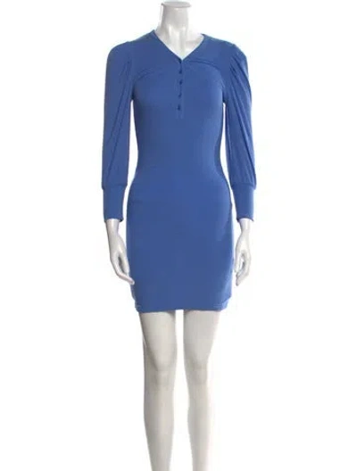 Pre-owned Simkhai V-neck Mini Dress In Blue