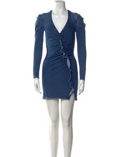 Pre-owned Simkhai V-neck Mini Dress In Blue