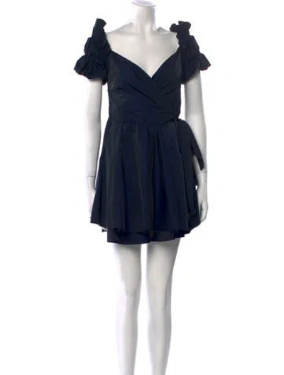 Pre-owned Simkhai V-neck Mini Dress In Blue