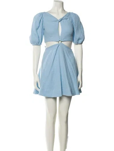 Pre-owned Simkhai V-neck Mini Dress In Blue