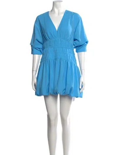 Pre-owned Simkhai V-neck Mini Dress In Blue