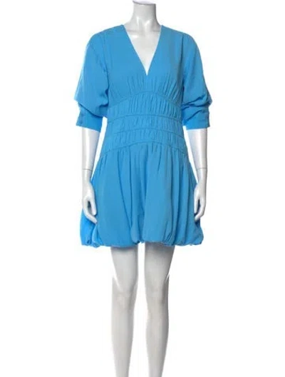 Pre-owned Simkhai V-neck Mini Dress In Blue