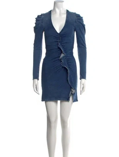 Pre-owned Simkhai V-neck Mini Dress In Blue