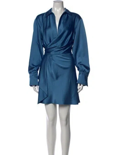 Pre-owned Simkhai V-neck Mini Dress In Blue