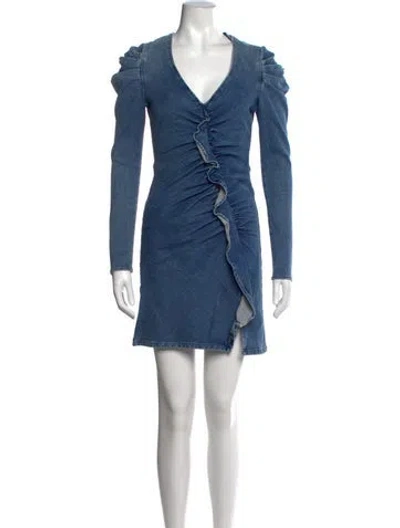 Pre-owned Simkhai V-neck Mini Dress In Blue