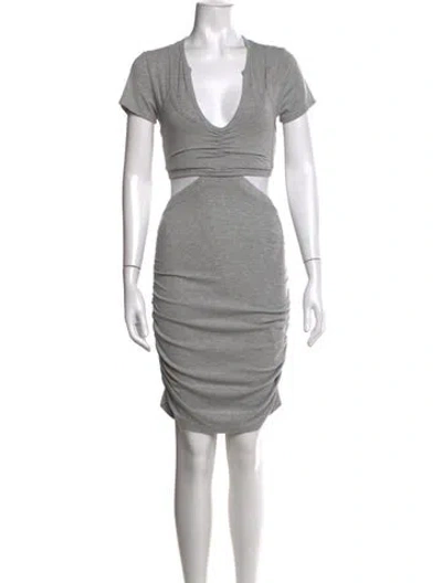 Pre-owned Simkhai V-neck Mini Dress In Gray