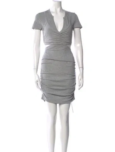 Pre-owned Simkhai V-neck Mini Dress In Gray
