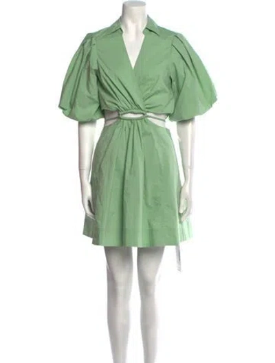 Pre-owned Simkhai V-neck Mini Dress In Green