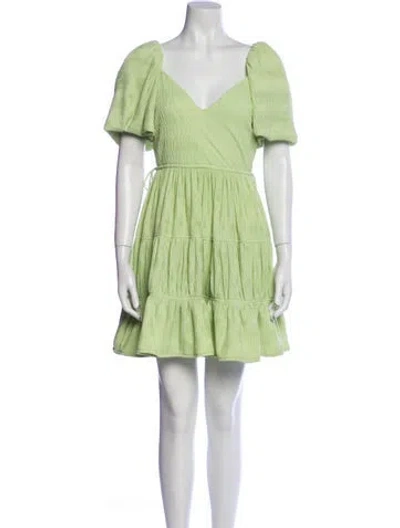 Pre-owned Simkhai V-neck Mini Dress In Green