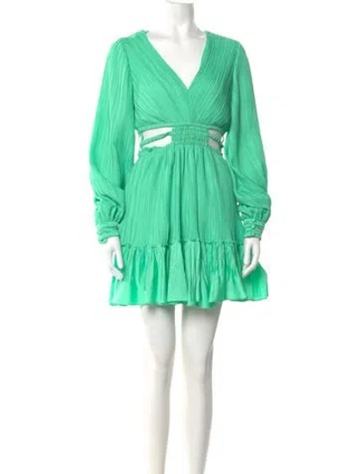 Pre-owned Simkhai V-neck Mini Dress In Green