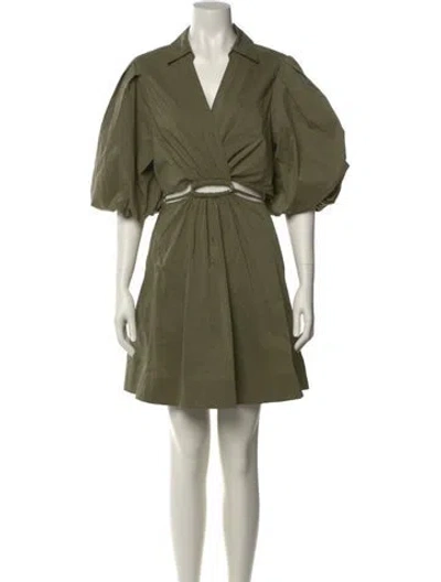 Pre-owned Simkhai V-neck Mini Dress In Green