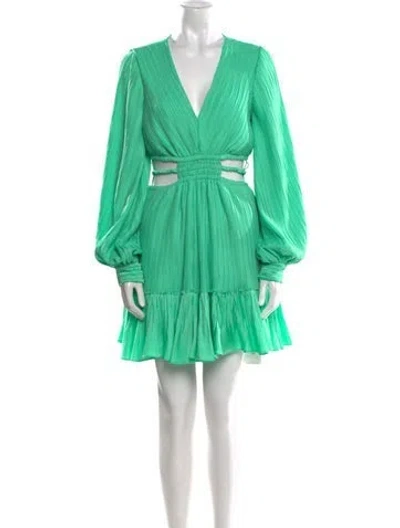 Pre-owned Simkhai V-neck Mini Dress In Green