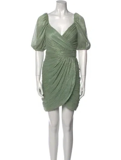 Pre-owned Simkhai V-neck Mini Dress In Green