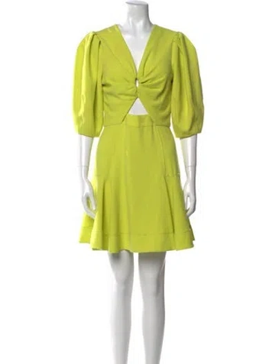 Pre-owned Simkhai V-neck Mini Dress In Green