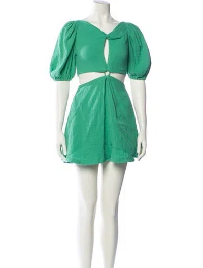 Pre-owned Simkhai V-neck Mini Dress In Green