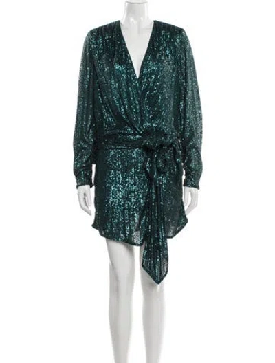 Pre-owned Simkhai V-neck Mini Dress In Green