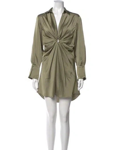 Pre-owned Simkhai V-neck Mini Dress In Green