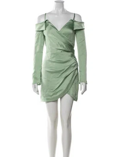 Pre-owned Simkhai V-neck Mini Dress In Green