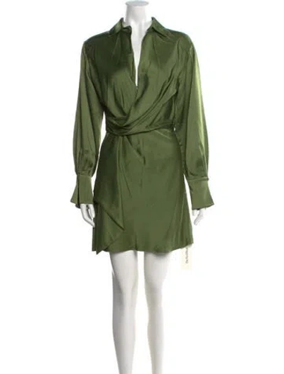 Pre-owned Simkhai V-neck Mini Dress In Green