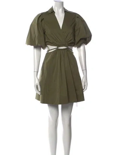 Pre-owned Simkhai V-neck Mini Dress In Green