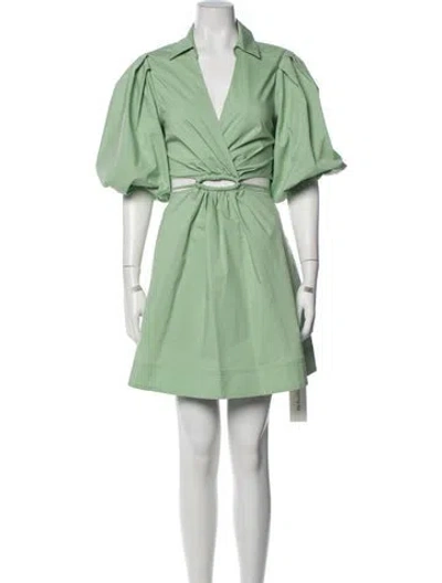Pre-owned Simkhai V-neck Mini Dress In Green