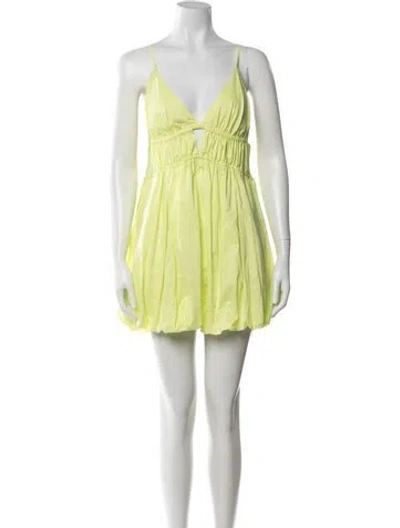 Pre-owned Simkhai V-neck Mini Dress In Green