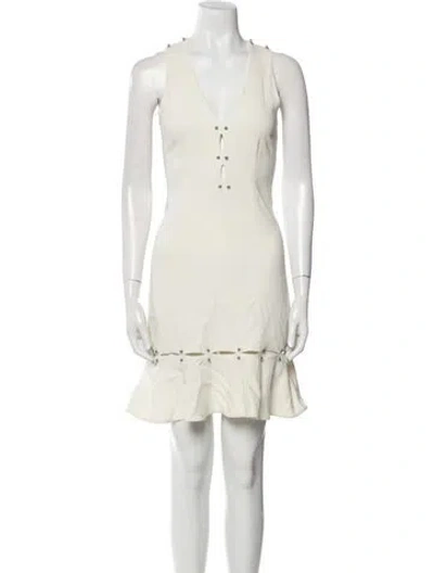 Pre-owned Simkhai V-neck Mini Dress In Neutral