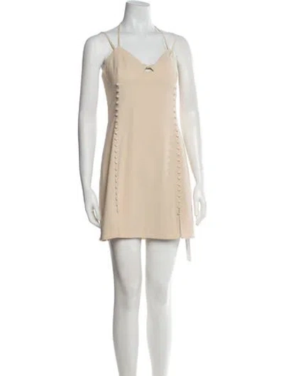 Pre-owned Simkhai V-neck Mini Dress In Neutral