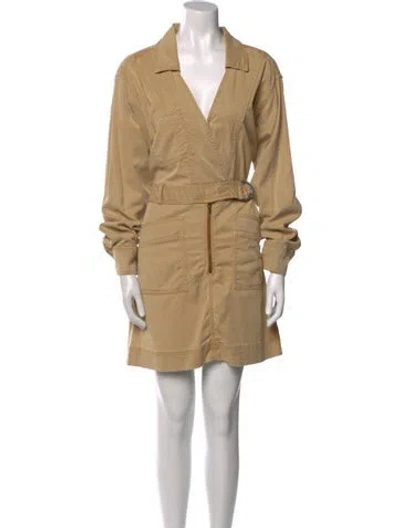 Pre-owned Simkhai V-neck Mini Dress In Neutral