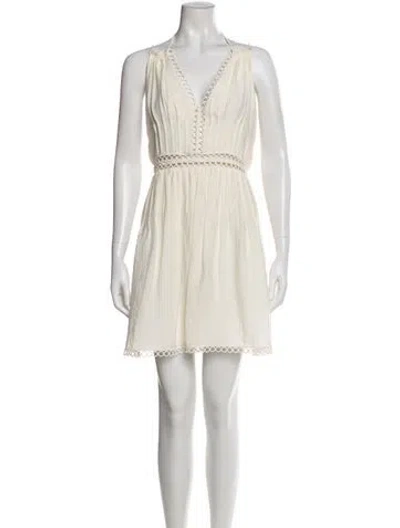 Pre-owned Simkhai V-neck Mini Dress In Neutral