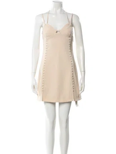 Pre-owned Simkhai V-neck Mini Dress In Neutral
