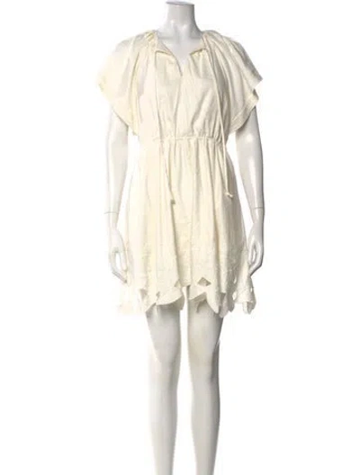 Pre-owned Simkhai V-neck Mini Dress In Neutrals