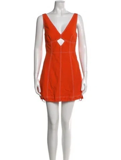 Pre-owned Simkhai V-neck Mini Dress In Orange