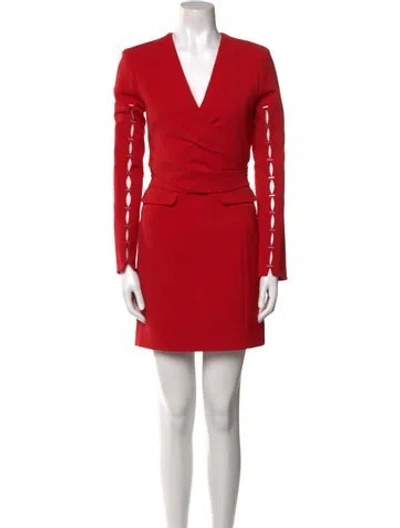 Pre-owned Simkhai V-neck Mini Dress In Red