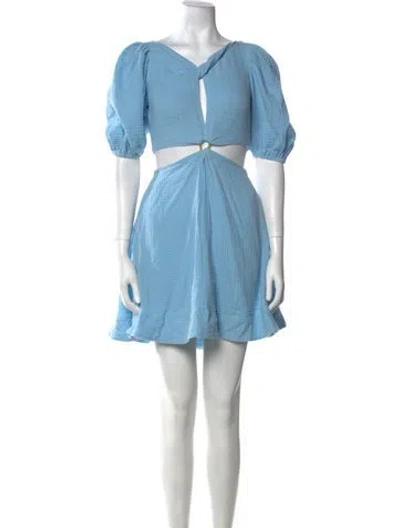 Pre-owned Simkhai V-neck Mini Dress W/ Tags In Blue