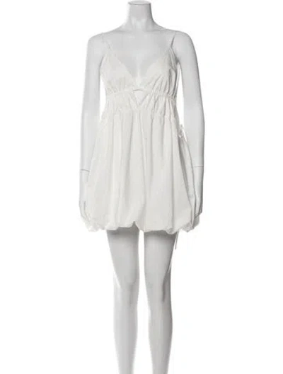 Pre-owned Simkhai V-neck Mini Dress W/ Tags In White