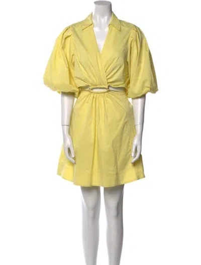Pre-owned Simkhai V-neck Mini Dress In Yellow