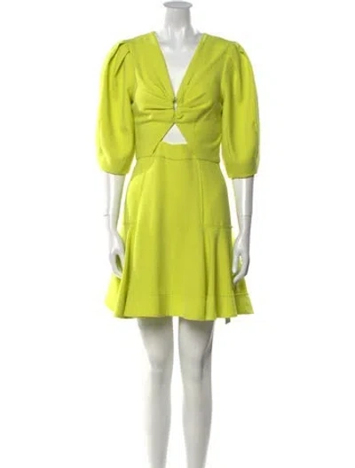 Pre-owned Simkhai V-neck Mini Dress In Yellow