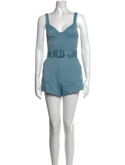 Pre-owned Simkhai V-neck Romper In Blue