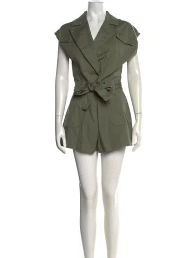 Pre-owned Simkhai V-neck Romper In Green