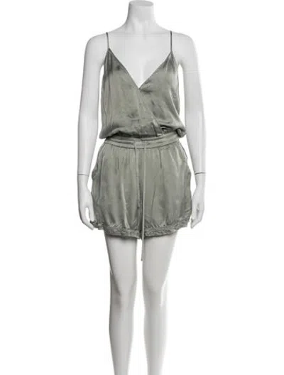 Pre-owned Simkhai V-neck Romper In Grey